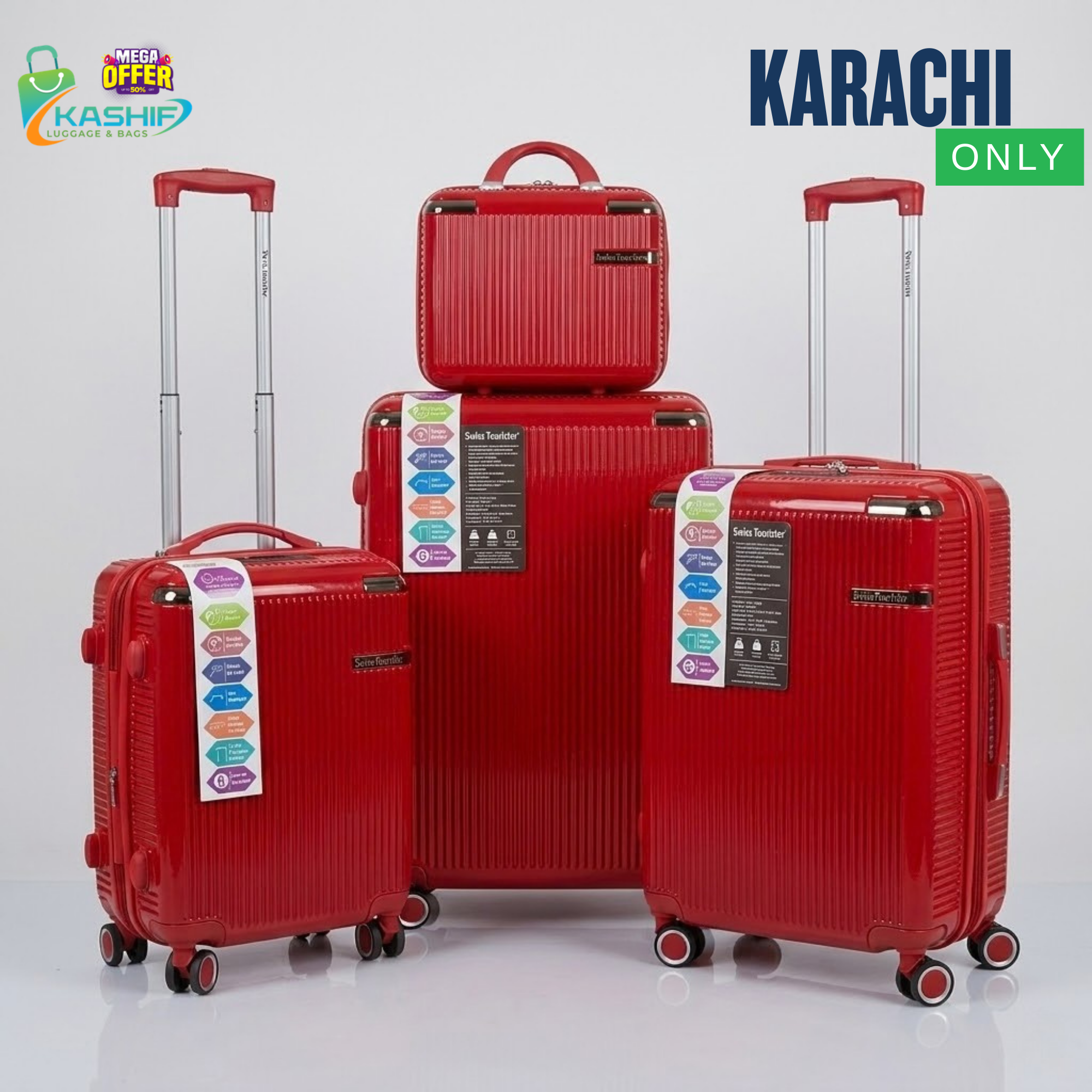 Luxury 4-Piece Hard Shell Luggage Family Set - Karachi Only