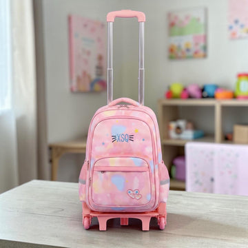 Children Girls School Bag with Wheels Rolling Backpacks - Kashif Luggage & Bags