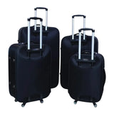 Black softside luggage set with extendable handles and spinner wheels for travel