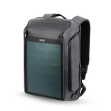 Solar-powered travel backpack with USB charging port, ideal for students and laptop users