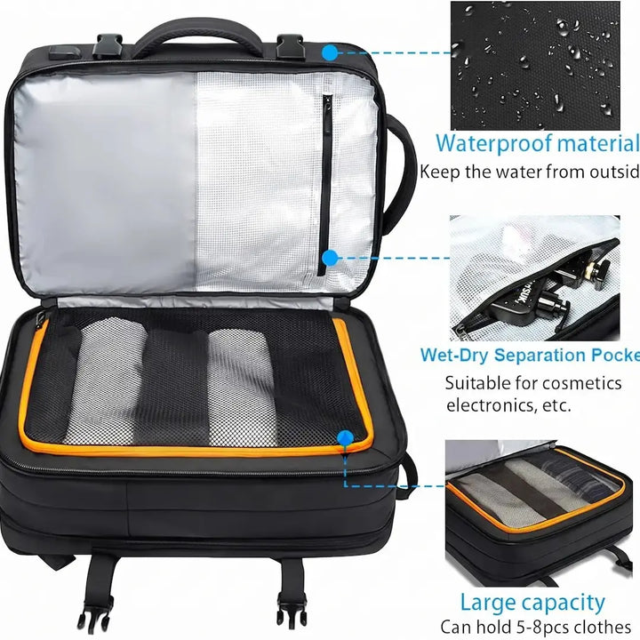 TAURUS Expandable Waterproof Business Laptop Travel Backpack